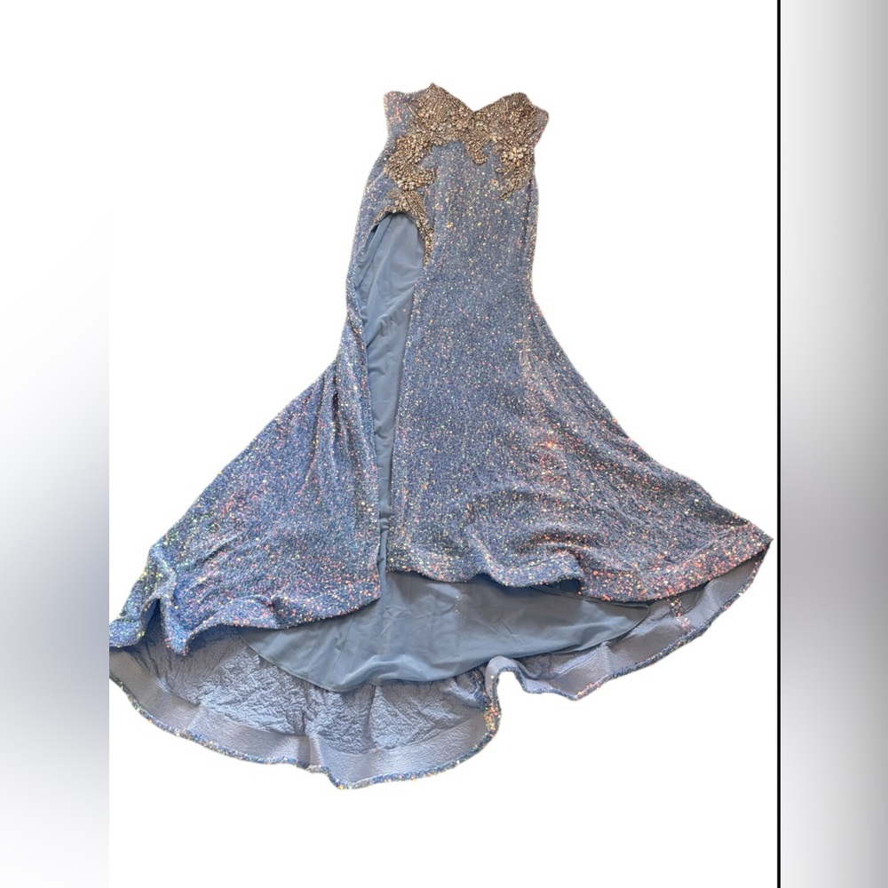 Elegant Blue Sequin Gown